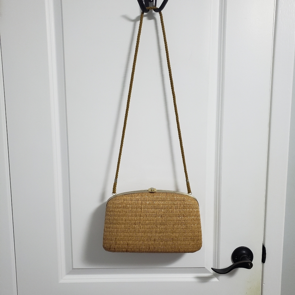 VINTAGE Made In Italy Caver Woven Wicker Crossbody Shoulder Bag